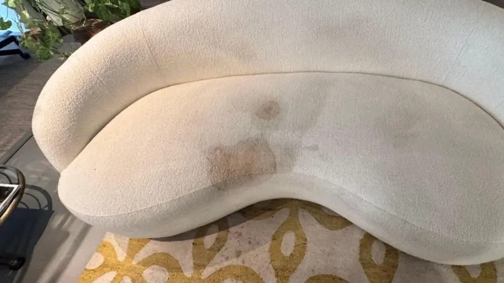 Sofa vor und nach der Polsterreinigung von Polsterprofi